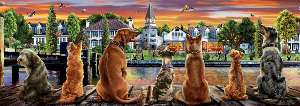 Пазл. Собаки на набережной, панорама, 1000 эл. (EDUCA)