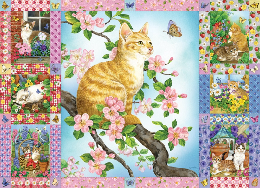 Пазл. Котята в цветах, 1000 эл. (Cobble Hill)
